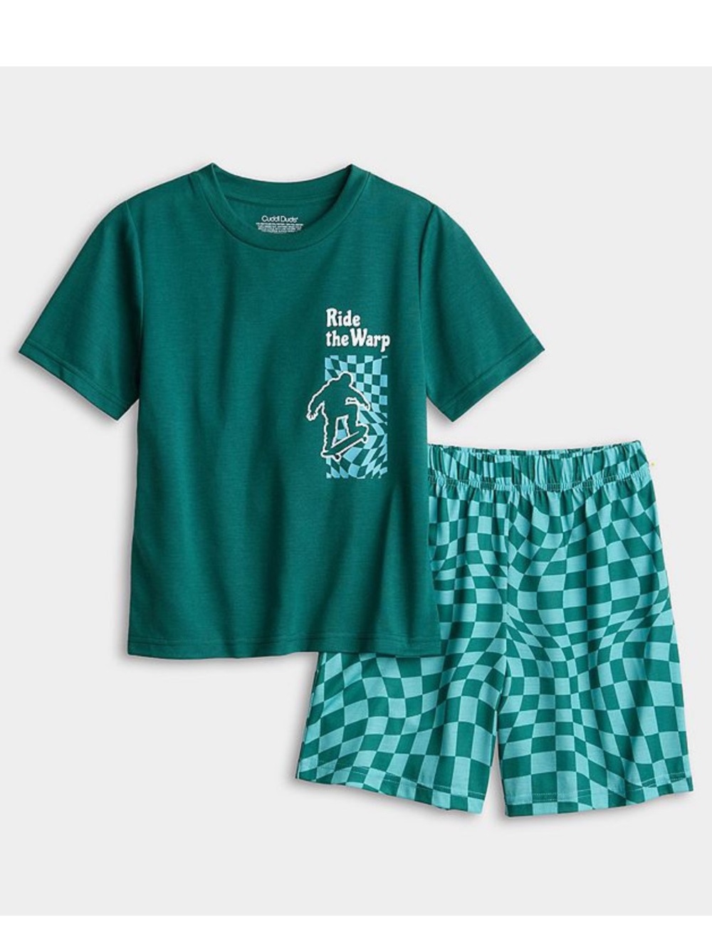 Cuddl Duds Boys Skate Skater Short Sleeve Shirt and Shorts Pajamas Set